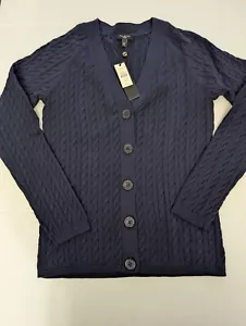 Cardigan donna Talbots Petites blu navy a costine con bottoni medio nuovo - Foto 1 di 4