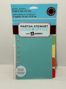 Martha Stewart Avery Home Office Plastic Dividers 5-tab 5.5” x 8.5” Write Erase - Picture 1 of 4