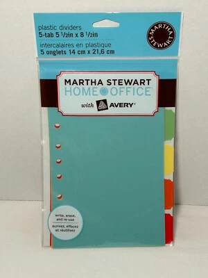 Martha Stewart Avery Home Office Plastic Dividers 5-tab 5.5” x 8.5” Write Erase - Image 1 of 4