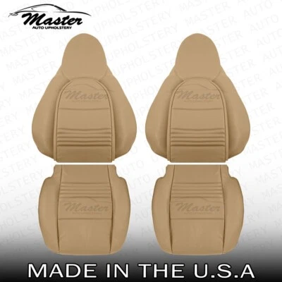 适用于 1997 - 2004 年保时捷 Boxster 左右棕褐色乙烯基座椅套,穿孔 — 第 1/4 张图片