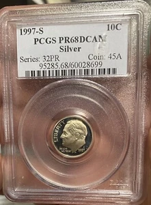 1997 S Silver Roosevelt Dime PCGS Proof 68 DCAM - A Real Beauty!! - Picture 1 of 2