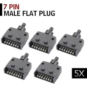 5x Trailer Plug 7 Pin Flat Male Adaptor Caravan Boat Car Connector Part Adapter - Picture 1 of 3