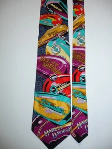 RALPH MARLIN RM Men's 100% Silk Neck Tie HARLEY DAVIDSON MOTORCYCLES TANKS - Picture 1 of 4