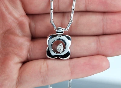 $4,250 Chimento 18K White Gold Diamond Floral Leaf Pendant 17'' Chain Necklace - Image 1 of 4