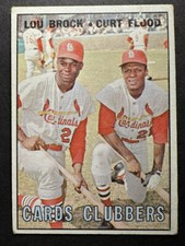 1967 Topps #63 Cards' Clubbers Insert Lou Brock Curt Flood St. Louis Cardinals