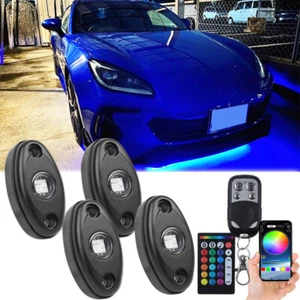 4 Pods Blue LED Rock Light Underbody Neon Music Bluetooth APP For Subaru WRX/STI - Foto 1 di 17