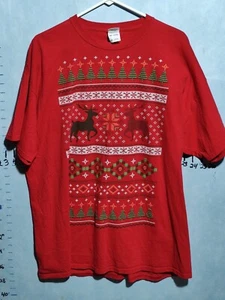 Fruit Of The Loom Men's Festive Holiday Theme T-shirt, Christmas Red, 2XL - Picture 1 of 11