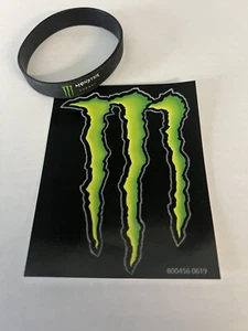 Monster Energy rubber wristband with logo diameter 2.5 inch And 4 Inch Sticker - Picture 1 of 3