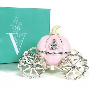 VI N VI Rosa Strass Prinzessin Aschenputtel Kristall Kürbis Kutsche Schmuckschatulle - Bild 1 von 4