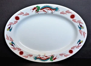 TTC China Red Dragon Restaurant Ware Oval Platter Earthenware From Taiwan - Picture 1 of 3