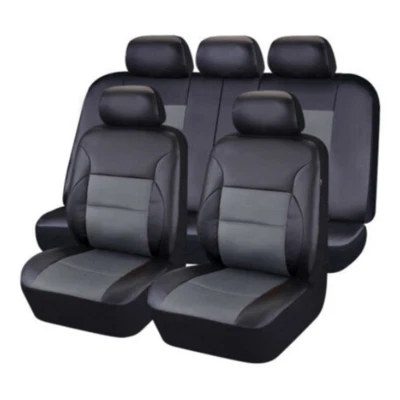 Juego completo de cuero PU 5 asientos Funda de asiento de coche Protector de cojín delantero trasero Universal Foto 1 de 4