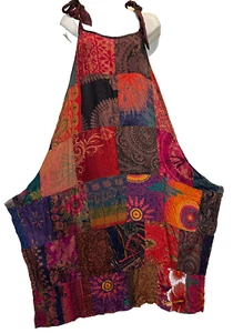 Nwt FUNKY STUFF hippy patch boho side slit maxi tank DRESS SUNDRESS XL Free ship - Picture 1 of 7