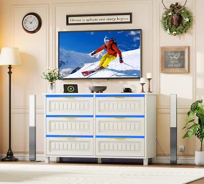 Quoyard 6 Drawer Dresser with LED Light and Charging Station Dresser for Bedroom - Image 1 of 4