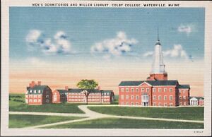 WATERVILLE, MAINE. C.1935 PC.(A13)~VIEW OF   COLBY COLLEGE LIBRARY AND DORMS