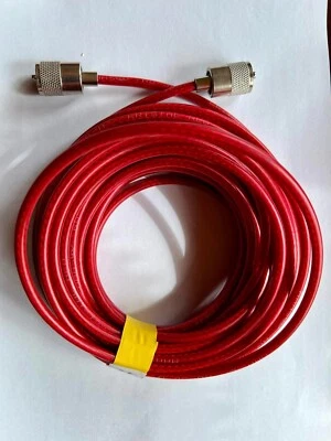 CB Radio Aerial Coax RG58 49FT 15M with Soldered PL259 Plugs RED - Image 1 of 3
