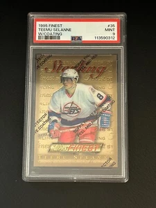 1995-96 Topps Finest with Coating #35 Teemu Selanne Rare Gold PSA 9 Pop 3 - Picture 1 of 2