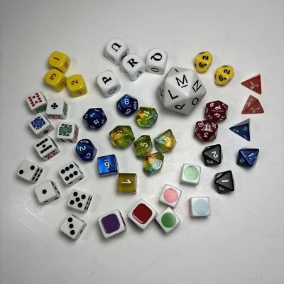 Lote Mixto Dados Letras Poliédricas Juego Tamaños Variados Tipos 44Total Repuesto Foto 1 de 4