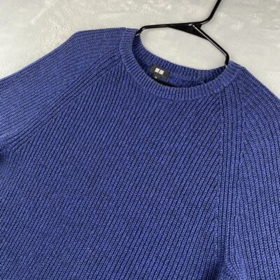 Uniqlo Sweater Womens XL Blue Chunky Knit Crewneck Ribbed - Image 1 of 4