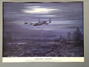 una stampa della seconda guerra mondiale 801° Gruppo Bombe consegna mezzanotte in Francia 1944 - Foto 1 di 10