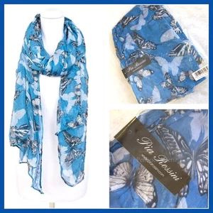 Pia Rossini Blue Evelina Summer Scarf Ladies Gift Womens Xmas Christmas birthday