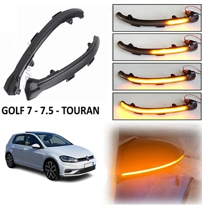 FRECCE SPECCHIETTI LED dinamiche PROGRESSIVE x VW GOLF 7 7.5 GTI R TOURAN FUME' - Immagine 1 di 4
