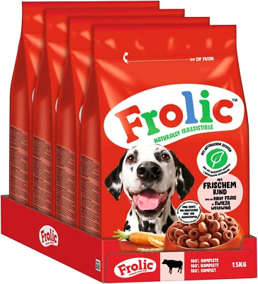 FROLIC Hundefutter Trockenfutter mit Rind 6kg (4 x 1,5kg) - Bild 1 von 4