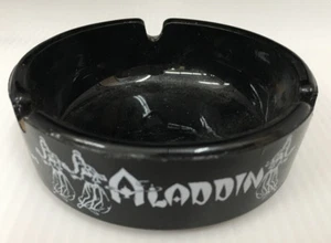 Vintage Ashtray Black Glass Las Vegas Aladdin Hotel Dancing Women Retro Ash Tray - Picture 1 of 6