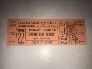 Vintage 1964 Mather High School Graduation ticket, Chicago, Illinois - Picture 1 of 6