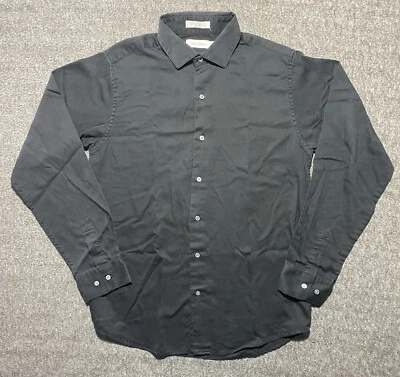 Camisa de vestir negra satén de manga larga con botones talla 18 de Calvin Klein para niños Foto 1 de 4