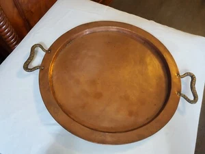 Vintage Russian Hammered Copper Brass Serving Tea Tray  - Picture 1 of 11