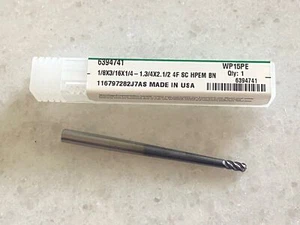 WIDIA HANITA 1/8" x 3/16" x 2-1/2"OAL SE 4FL BALL NOSE CARBIDE END MILL #6394741 - Picture 1 of 1