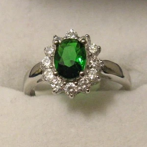 Bague Rhodié T62 Marquise Emeraude Cz 14mm Argent Massif 925 Dolly-Bijoux - Picture 1 of 1