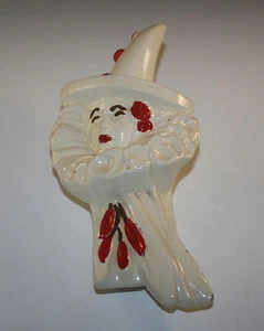 1940'S McCOY POTTERY CLOWN-WALL POCKET -WALL VASE, VERY RARE LADY CLOWN - Picture 1 of 9