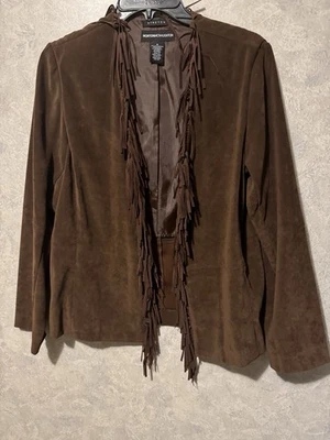 Norton McNaughton Jacket Womens 8 Faux Suede Fringe Open Front Western Boho - Image 1 of 4