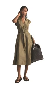 Anthropologie V-Ausschnitt Wickel Shirt Midikleid Größe Medium Herbst grün ohne Gürtel Maeve - Bild 1 von 15