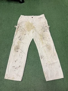 Dickies Relaxed Fit Carpenter Pants Men’s 33x28 White Work Paint Splattered VTG - Picture 1 of 22