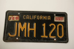 California License Plate 1963 Black Yellow Steel (G4R-HSE/JSF6) JMH 120 Feb 1977 - Picture 1 of 5