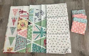 Notting Hill Banner Bunting Panel Pink Blue by Amy Smart for Riley Blake designs - Picture 1 of 4