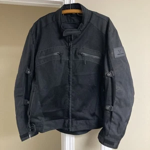 Viking Cycle Motorcycle Jacket Men L Triple Black Rip Stop Cordura Pockets - Picture 1 of 9