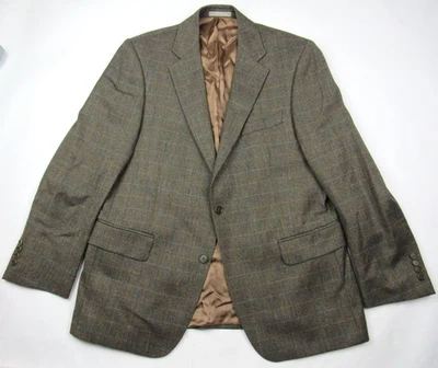 Magee Ireland Tweed Sport Coat Blazer Men Sz 44 Brown Windowpane Wool Blend Silk - Image 1 of 4
