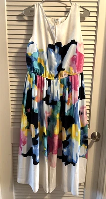 Vestido Lela Rose Lane Bryant estampado acuarela sin mangas plisado inferior talla 18 Foto 1 de 3