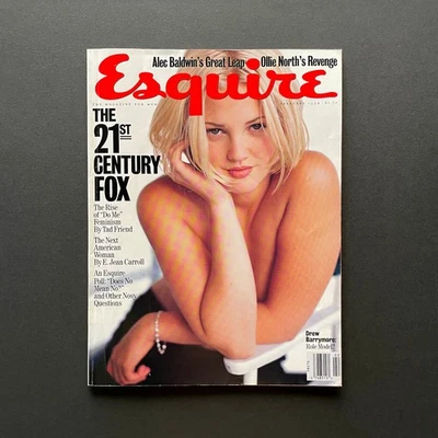 1994 Esquire Magazine • Drew Barrymore Cover • Alec Baldwin • Ollie North Foto 1 de 4
