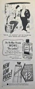 Hombre Skin Bracer Showgirl Crema de Afeitar Sin Escobillas M Berry Vintage Estampado Anuncio 1950 - Imagen 1 de 4