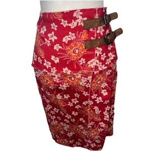 Animale Skirt High Waist Red Flower Print SIZE Medium - Picture 1 of 11