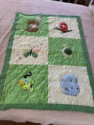 Винтажное детское одеяло 42X33 зеленое и многоцветное - Изображение 1 из 4