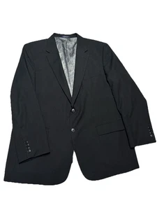Adolfo Blazer Mens 46R Black Pinstripe Paisley Inside Suit Jacket Sport Coat - Picture 1 of 10