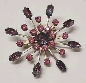 Broche Cabachon Starburst vintage rosa estrás rosa azulado - Imagen 1 de 6