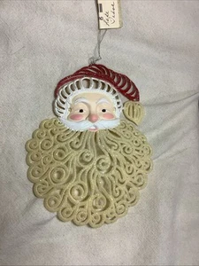 VINTAGE PLASTICA GLITTERATA ROTOLO FACCIA BABBO NATALE 5” X 4,25” ORNAMENTI RHO - Foto 1 di 6