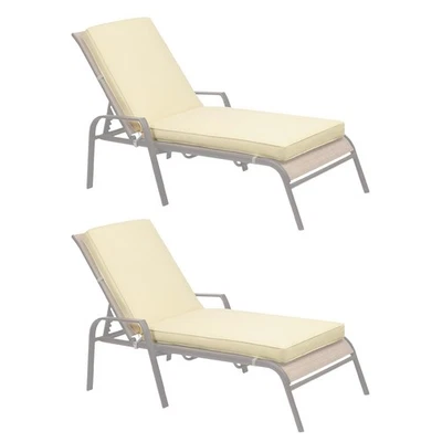 Aoodor 2Pcs Patio Chaise Lounge Cushion Pad Outdoor Water Resistant Mat, Beige - Image 1 of 4