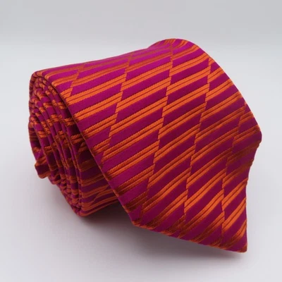 Corbata ajustada Charles Tyrwhitt seda rosa naranja 3" ancho 58" largo Inglaterra Foto 1 de 4